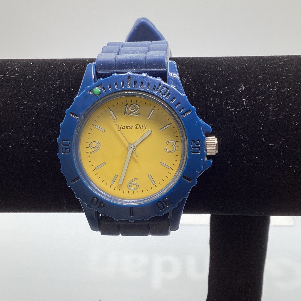 Blue And Yellow Sport Watch Water Resistant Rubber Strap